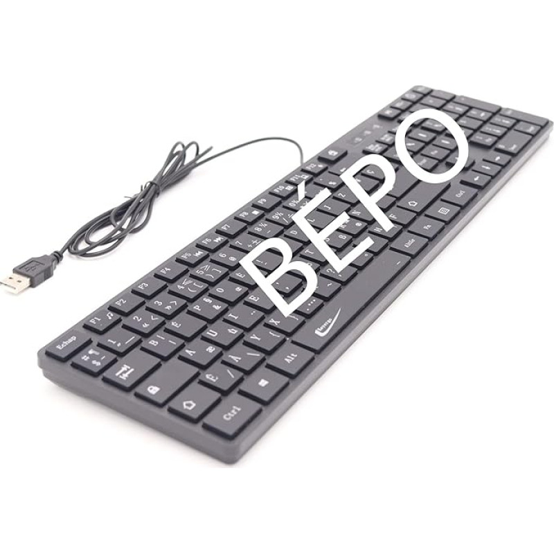 CryoGex Bépo Dvorak Keyboard - USB, Dvorak Layout, Ambidextrous, Plastic, PC/Laptop, Contemporary, Writing, Programming, Business