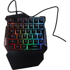 VBESTLIFE Single Hand Gaming Keyboard 35 Keys RGB Backlit Single Hand Gaming Keyboard USB Cable Ergonomic Gaming Keyboard with Wrist Rest for PC Gamers