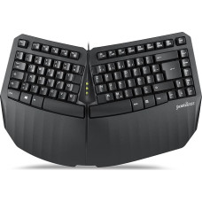 Perixx PERIBOARD-413B, Ergonomic Compact Keyboard, Wired, Integrated Wrist Rest, USB, DE QWERTZ