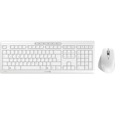 CHERRY Stream Desk Comfort Wireless Keyboard Mouse Set, German Layout (QWERTZ), 2.4 GHz Radio, Quiet Keys, Ergonomic Right-Handed Mouse, White/Grey