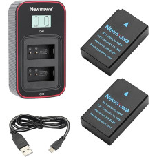 Newmowa EN-EL20 atsarginė baterija (2 vnt.) ir išmanusis LCD ekranas, dvigubas USB įkroviklis, skirtas Nikon EN-EL20, EN-EL20a, Nikon 1 J1, 1 J2, 1 J3, 1 S1, 1 V3, Coolpix A, P1000 ir Blackmagic Pocket Cinema kamerai