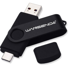 WANSENDA USB C atmintinė 128 GB, C tipo USB atmintinė OTG USB 3.0 Dual Flash Drive 2-in-1 Memory Stick, skirta planšetiniam kompiuteriui, PC, MacBook, C tipo Android mobiliajam telefonui (128G, juoda)