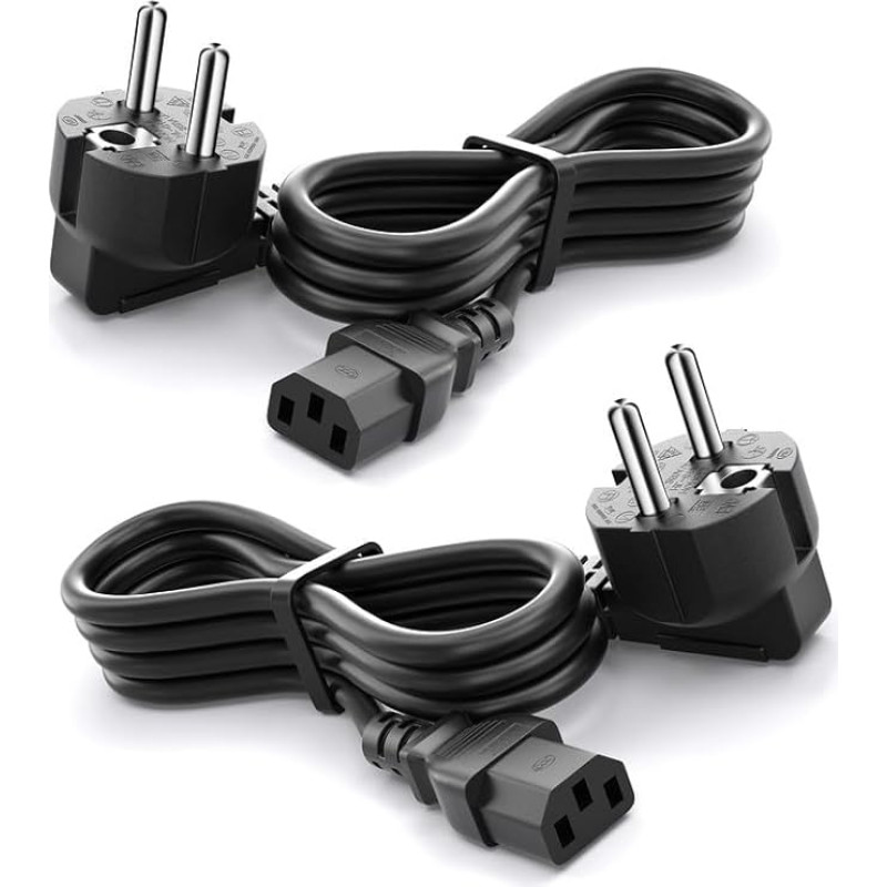 Universal Laptop Cable, 2 Pieces, 3 m, CYD Universal Cable, Laptop, 250 V, 10 A, Compatible with Screen, Power Cable, Monitor, LG, HP, Philips, Samsung