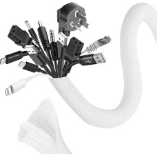 6 m Cable Sleeve, 16 mm - 25 mm Can be Cut to Size, Self-Closing, Flexible Woven Cable Sheath, Spiral Hose for TV, PC, Home Cinema, Automotive Cable, Cable Management, Bite Resistant for Dogs,