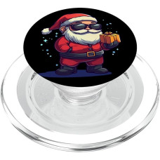 Lustiger Weihnachtsmann mit Geschenk in Händen Kostüm PopSockets PopGrip für MagSafe