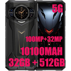 DOOGEE S200 Plus 5G Outdoor Simlock-free Mobile Phones (2025), 1.32 Inch AMOLED Rear Display, 32 GB + 512 GB, 10100 mAh/33 W, Rugged 4G Smartphone Without Contract, 100MP + 20MP + 20MP, 6.72 Pollici