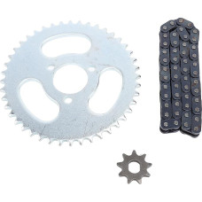 T8F 9T Front Wheel, 44T Rear Wheel Skirt, 50 Left T8F Chains Kit for Modified Karts, Mini Motorcycles