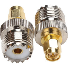 Fohevers UHF Female to SMA Male Antenna Adapter UHF Female SO239 PL259 Male UHF to SMA Antenna RF Coaxial Adapter Pack of 2