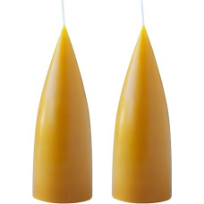 Pillar Candles, Made in Denmark, 43 Colours Available, Taper Candle, Dyed Pillar Candle, Long Burning Time of 15 Hours, Candle Decoration, Pack of 2, 6.5 x 16 cm (Honey)