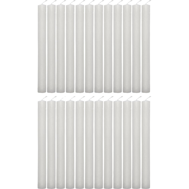 Kapelių žvakių rinkinys, vakarienės žvakės, žvakidės, metalinės žvakės, 7 valandų degimo trukmė (20 cm, 24 vnt., baltos spalvos)