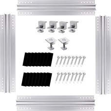 Solar Panel Mount Kit, 400 x 400 Aluminium Solar Panel Mount with 4 Solar Panel Z Brackets and 2 Centre Clamps (30 mm), Mounting Rail x 4 for 1 x Solar Panel