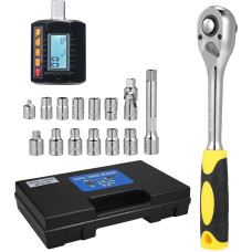 YIWENG ENT-200 Digitaler Drehmomentmesser-Satz, Schraubenschlüssel, Drehmomentprüfer, 1/2-Zoll-Antriebs-Drehmomentmessgerät mit Ton-Licht-Alarmfunktion, hohe Genauigkeit, 4 Drehmomenteinheiten,