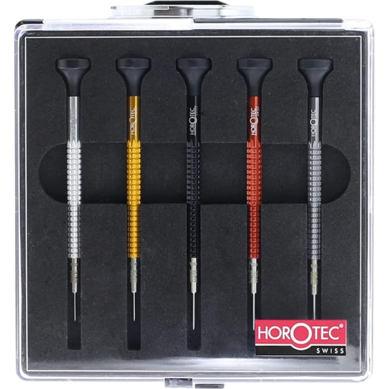 KD89 Laikrodžių atsuktuvų rinkinys MSA01.020-A (0,60, 0,80, 1,00, 1,20, 1,40 mm) 5 dalių su aliumininiu dėklu