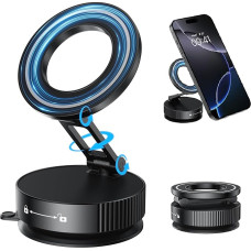 Car Mobile Phone Holder for Mag-Safe Car Mount, [360° Foldable] Magnetic Car Mobile Phone Holder [20 x N52 Magnet] Vacuum Adsorption Car Holder for iPhone 16 Pro Max 15 14 13 12 Android
