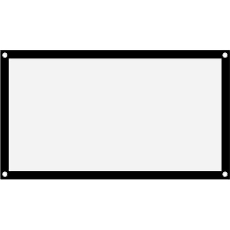 Wrinkle-Resistant White Projector Screen, Polyester Projection Screen, White and Black, 16:9 Thickened, Portable, Wrinkle-Free, Soft White Polyester Projector Curtain, (40 Inch)