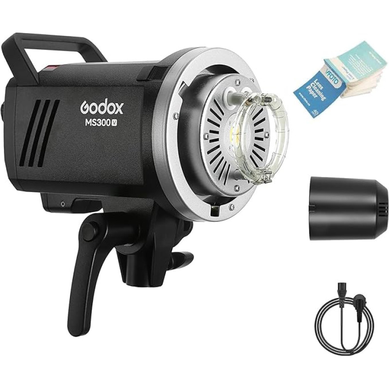 Godox MS300V MS300-V 300W Studio Flash with Upgraded LED Modelling Lamp 2.4G Wireless X-System 5800±200K 0.1~1.8S Recycling Time for Studio, Portrait, Commercial Photography (MS300V)