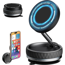 Eastcoo Vacuum Suction Magnetic Phone Holder with 360 Degree Rotation, Hands-Free Magnetic Holder for Car/Smooth Surface, Foldable and Retractable Phone Holder for All Phones, Black