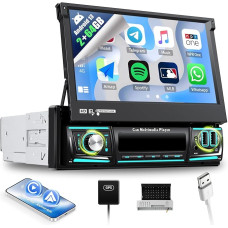 [2+64GB] SIXWIN 1 DIN Android 13 Autoradio mit Carplay Android Auto Mirrorlink,7 Zoll Touchscreen Bildschirm Ausfahrbarem Manuelle mit WiFi GPS Bluetooth RDS/FM DSP USB TF