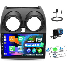 OiLiehu 4+64G 4 Core Android 13 Double DIN CarPlay Android automobilinis radijas Nissan Qashqai J10 2006-2013 m. automobilinis radijas su 9 colių ekranu su Bluetooth GPS FM RDS WiFi SWC EQ + atbulinės eigos kamera