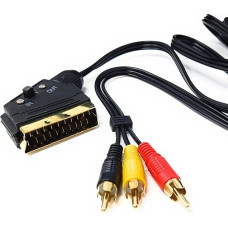 1.5m Switchable Scart to 3x RCA Audio/Video Cable - Compatible with TV, DVD, VCRs and Game Consoles