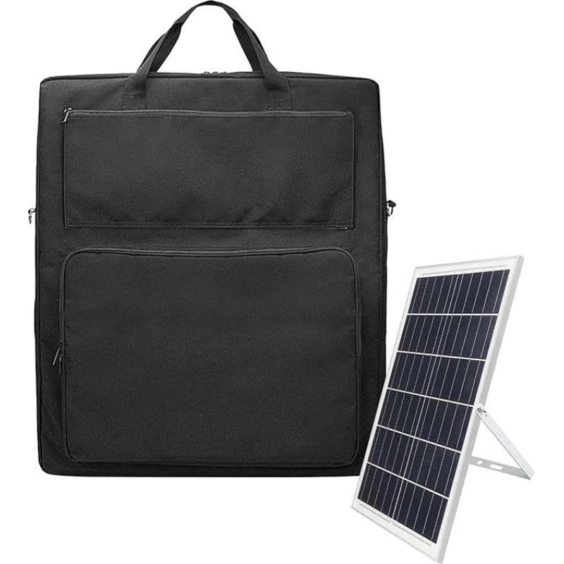 Iouyjiu Solar Panel Bag, Double Layer Travel Bag, Waterproof Solar Organiser with Comfortable and Weather Resistant for Outdoor or Travelling Use, 25.51 x 22.01 x 4.49 Inches, black, See description