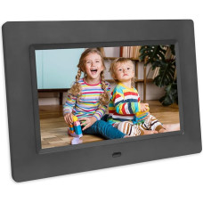 Skaitmeninis nuotraukų rėmelis, elektroninis nuotraukų rėmelis su nuotolinio valdymo pulteliu, 7 coliai, muzikos / vaizdo / kalendoriaus / laikrodžio funkcija, palaiko USB / SD kortelę (ne WiFi)
