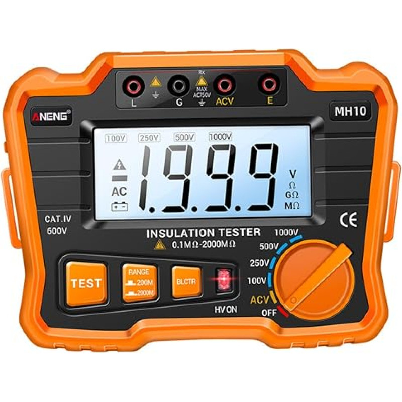 MAGICLULU 1 Satz Isolationswiderstandstester Megaohmmeter Mit Lcd-anzeige Isolationsprüfer Lcd-megohm-meter Megaohmmeter Mit Hintergrundbeleuchtung Widerstandsmesser Abs Orange
