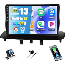 CAMECHO 4+64G Android 13 Car Radio for Renault Megane 3 Fluence 2 (2008-2014), 9 Inch Wireless Carplay Bluetooth 5.0 DSP Radio with Android Car GPS WiFi FM/RDS Mirror Link SWC + Rear View Camera