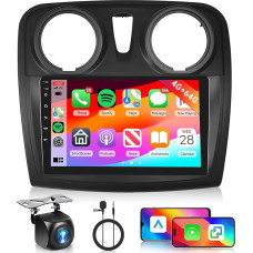 4G+64G Android Autoradio für Renault Sandero 2014-2017 mit Wireless Carplay Android Auto, Hodozzy 9 Zoll Touchscreen Autoradio 2 DIN mit Navi, Bluetooth, WiFi, EQ/DSP, FM/RDS Radio, Rückfahrkamera