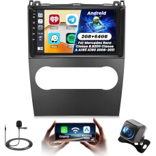 2+64G Android Autoradio für Mercedes Benz Classe B B200 Classe A A160 A180 2008-2011 mit Wireless Carpaly&Android Auto, 9'' IPS Touchscreen Radio Bluetooth/GPS/Rückfahrkamera/FM/WiFi/SWC/26UI