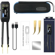 LCR-ST1 Smart Meter with 3 Test Frequencies of 100Hz 1kHz and 10kHz and 0.3V and 0.6V RMS LCR Meter Tester Smart Bridge Tweezer Kit with Display for Measuring Resistance Capacity