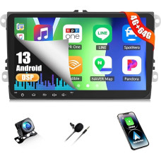CAMECHO 4 + 64G 9 Inch Car Radio for VW Passat Golf Jetta EOS Polo Touran Seat Sharan, Android 13 Wireless Carplay Bluetooth HD Radio with Android Car AI DSP WiFi FM/RDS GPS + Canbus Rear View Camera