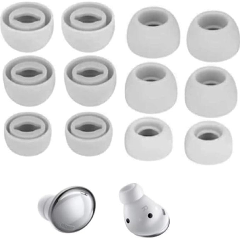 Ohrstöpsel für Galaxy Buds Pro SM-R190, Ohrstöpsel, passen in die Ladehülle, weiches Silikon, waschbar, 3 Größen, Klangqualität und Geräuschisolierung, S/M/L, 6 Paar, Grau