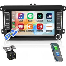 2G + 32G Carplay Car Radio for VW Golf 5 Golf 6 Polo Tiguan, 7 Inch Screen Android 13 Car Radio with GPS Bluetooth WiFi FM/RDS USB + Reversing Camera