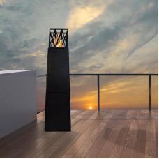 Dsignoril Bioethanol Fireplace, Ecological Fireplace, Smokeless Fire, Heating with Ethanol, Made in Italy, 40 x 40 x 146 cm, Black