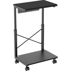 Reguliuojamo aukščio procesoriaus kompiuterio vežimėlis su lentyna iki 80 kg, mobilus kompiuterio vežimėlis su laikymo vieta, lankstus, su ratukais, vandeniui atspari lentyna, RS430