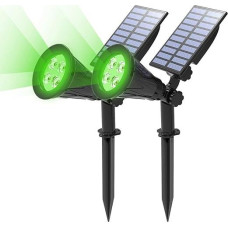 (2 Pack&250 Lumens) T-SUN LED Solar Spotlight, 4 Led Green Waterproof Outdoor Security Garden Landscape Lamps, 180°angle Adjustable, Auto-on/Auto-off for Tree, Yard,Lawn, Patio Etc.(Green)