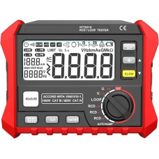 Erdungstester, 4,7-Zoll Großes Digitales LCD-Widerstandsmessgerät RCD/Schleifentester 1000 Datenspeicherung 0~440V Leckageschaltertester,Bequem und praktisch(5910)