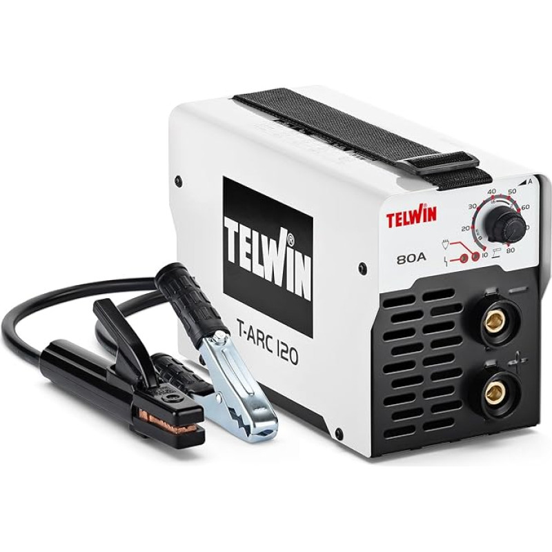 Telwin T-ARC 120 MMA Inverter Welding Machine for Electrode Welding with Welding Accessories, 80A