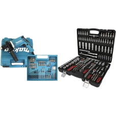 Makita HP1631KX3 Hammer Drill in Case, 710 W + 74 Pieces, Accessories, Blue & KS Tools 917.0779 1/4 Inch + 3/8 Inch + 1/2 Inch Socket Set 179 Pieces