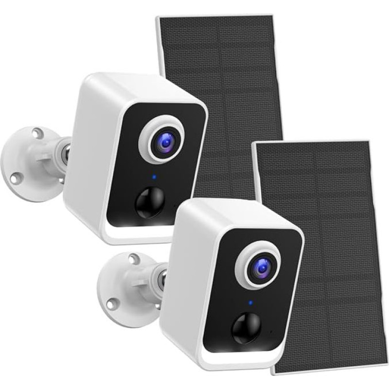 Outdoor Surveillance Camera, Battery WiFi, Camera Surveillance Outdoor Solar, Colour Night Vision, AI Detection, 2-Way Talk, IP66 Waterproof, SD Card/Cloud Storage