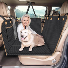 Lekespring Dog Blanket Car Back Seat, Car Dog Blanket Back Seat with Sturdy Hardwood Board and Seat Belts, Waterproof Dog Mat for Cars SUVs, Black