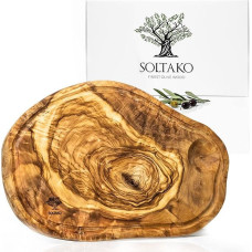 SOLTAKO alyvuogių medžio lenta, didelė alyvuogių medžio pjaustymo lenta, sūrio lenta, serviravimo lėkštė, duonos lenta, kaimiška pjaustymo lenta su sulčių grioveliu, 100 % rankų darbo