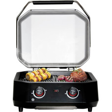 cozze - Dviejų zonų elektrinis grilis - 2100 W netiesioginis kepimas Skaitmeninis termometras Nerūdijantis plienas Juodas