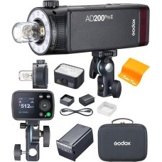 GODOX AD200Pro ll Pocket Flash TTL 2.4G 200Ws 1/8000s HSS 1/512 Full Power Upgrade Version Dual Head Color Group Indicator Light Godox Pocket Flash for C N S O P F Camera