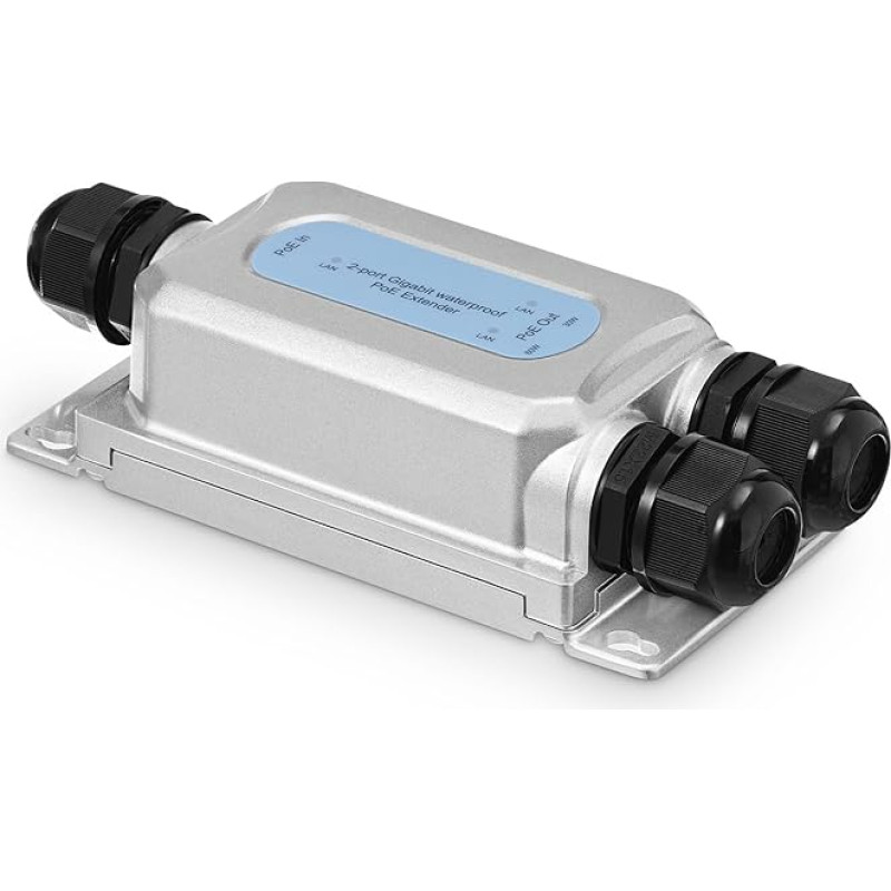 Outdoor 3 Port Gigabit PoE Extender, IEEE 802.3 af/at/bt PoE Repeater 90W, 10/100/1000Mbps, 1 PoE in 2 PoE Out, Wall Mounted IP67 Waterproof POE Passthrough Switch