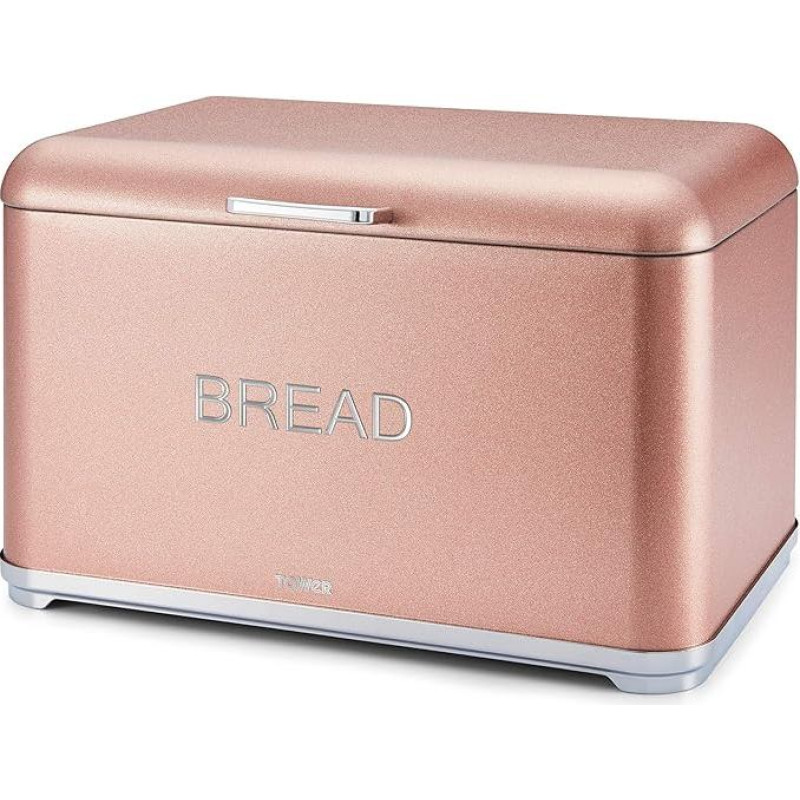 TOWER Pagrindinis Home Maisto gaminimas ir dekoratyvinis stalas'Virtuvės tvarkymas'Maisto laikymo priemonės'Duonos dėžės, plieninės, rausvai rožinės spalvos, vieno dydžio