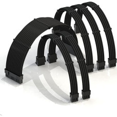 50 cm maitinimo šaltinio kabelio prailginimas padengtas GPU Individualus kompiuterio maitinimo šaltinis su šukų rinkiniu - suderinamas su Rtx3090┃1 X 24 P (20+4)┃2 X 8 P (4+4) CPU┃3 X 8 P (6+2) GPU rinkiniu┃500 MM - juodas