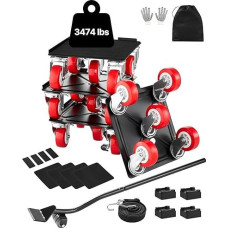 VEVOR baldų vežimėlis, 175 x 160 x 70 mm, maks. 1575 kg apkrova, didelės keliamosios galios baldų vežimėlis su 5 x 360° pasukamais ratukais, baldų kėlimo ir stumdymo įrankių rinkinys, skirtas buitinei technikai, sofai,