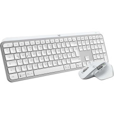Logitech MX Keys S + MX Master 3S - Powerful Wireless Keyboard with Backlight and Mouse, Fast Scrolling, Bluetooth, USB-C, Windows/Linux/Chrome/Mac - Light Grey, QWERTZ Layout